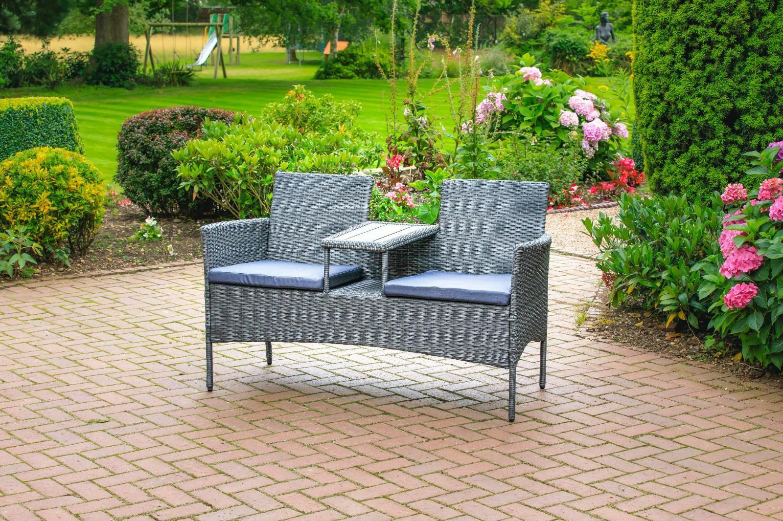 2 Seater Rattan Love Chair Garden Furniture Wicker Patio Seat Outdoor With Table Fort Competitions